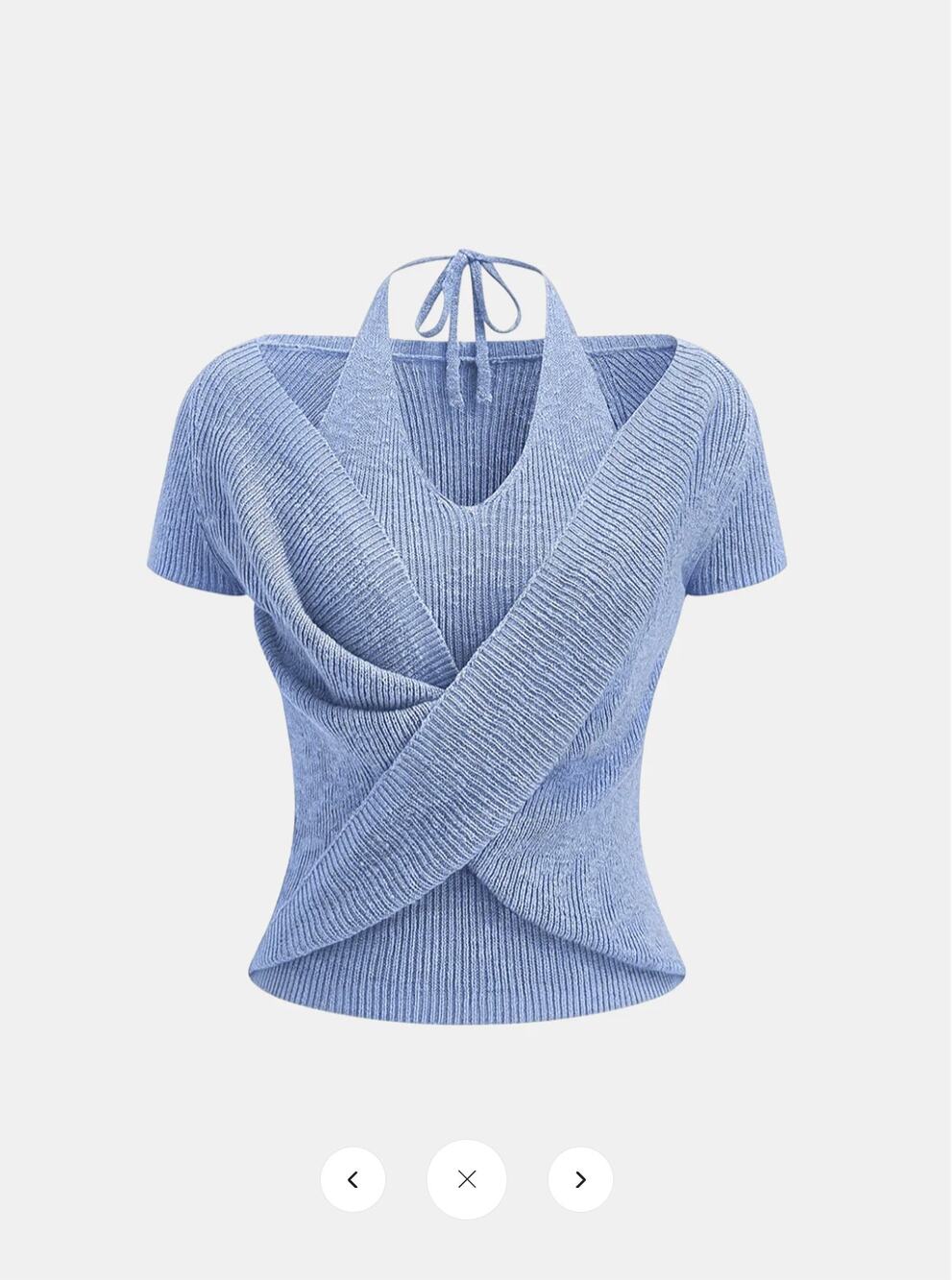 NWT Commense Halter Wrap Short Sleeve Knit Top Sz L